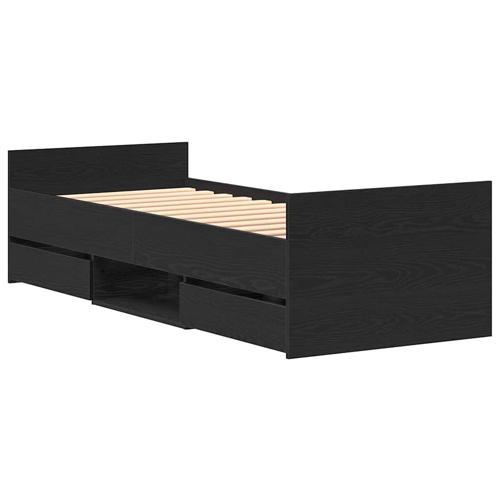 vidaXL Bed Frame Black Oak 193 x 78 x 50 cm Engineered Wood