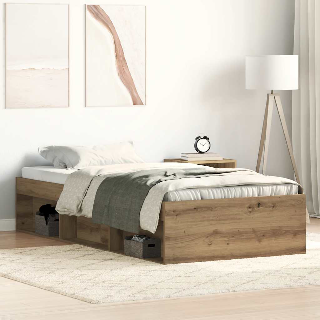 vidaXL Bed Frame without Mattress Artisan Oak 75x190 cm Engineered Wood