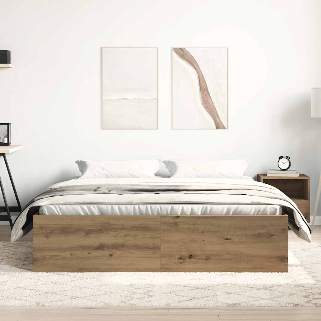 vidaXL Bed Frame without Mattress Artisan Oak 150x200 cm Engineered Wood