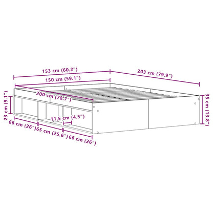 vidaXL Bed Frame without Mattress Artisan Oak 150x200 cm Engineered Wood