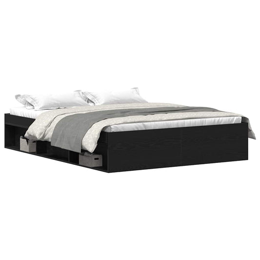 vidaXL Bed Frame without Mattress Black Oak 150x200 cm Engineered Wood