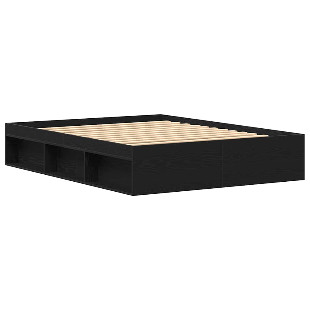 vidaXL Bed Frame without Mattress Black Oak 150x200 cm Engineered Wood