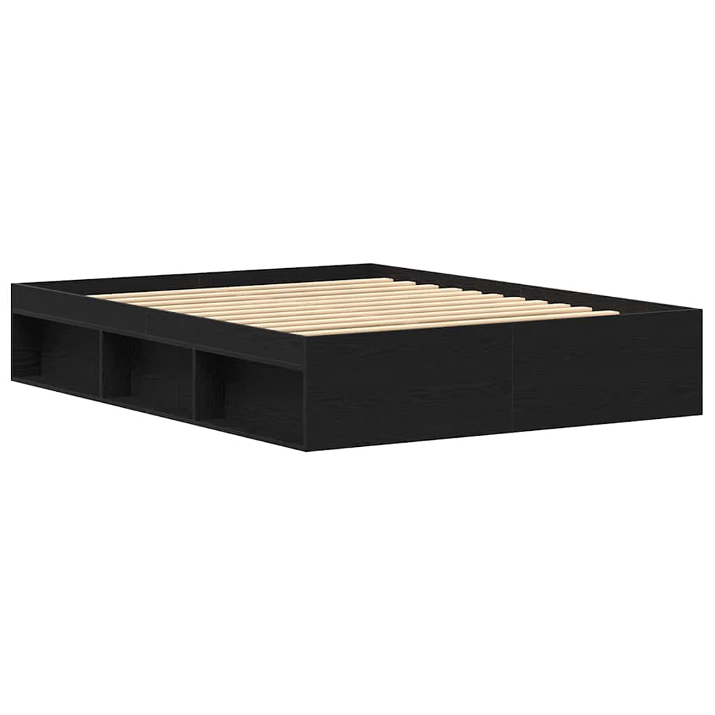 vidaXL Bed Frame without Mattress Black Oak 150x200 cm Engineered Wood