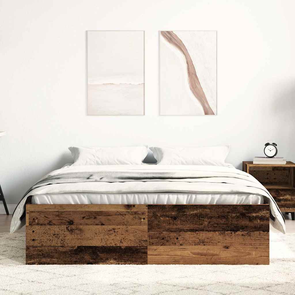 vidaXL Bed Frame without Mattress Old Wood 135x190 cm Engineered Wood