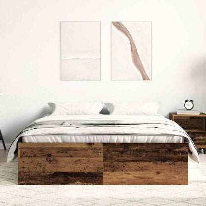 vidaXL Bed Frame without Mattress Old Wood 135x190 cm Engineered Wood