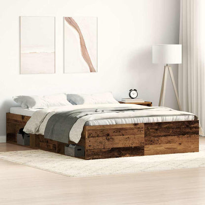 vidaXL Bed Frame without Mattress Old Wood 135x190 cm Engineered Wood