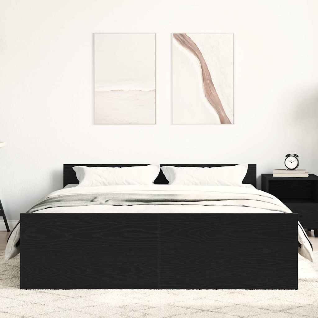 vidaXL Bed Frame without Mattress Black Oak 120x200 cm Engineered Wood