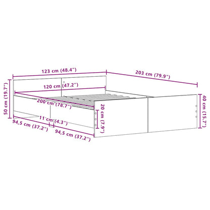 vidaXL Bed Frame without Mattress Black Oak 120x200 cm Engineered Wood