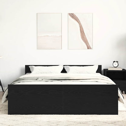 vidaXL Bed Frame without Mattress Black Oak 140x200 cm Engineered Wood