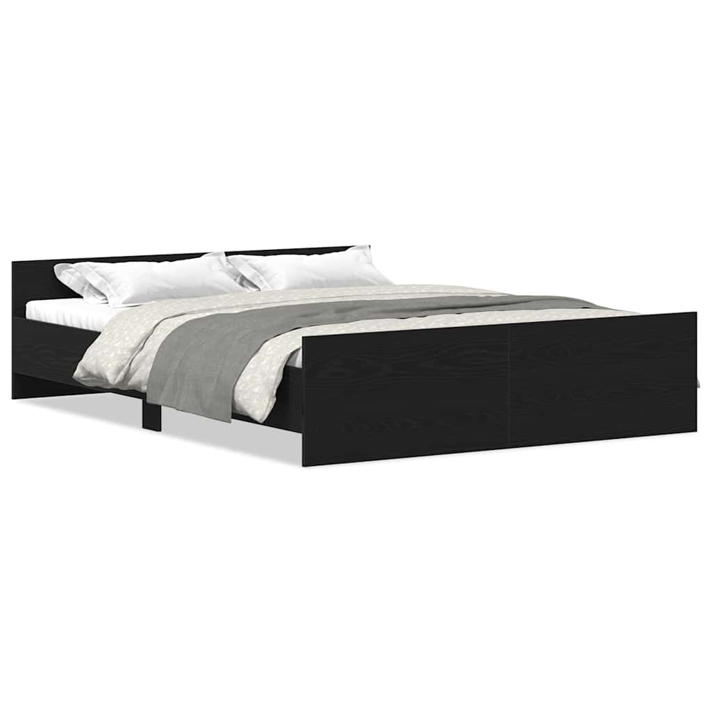 vidaXL Bed Frame without Mattress Black Oak 150x200 cm Engineered Wood