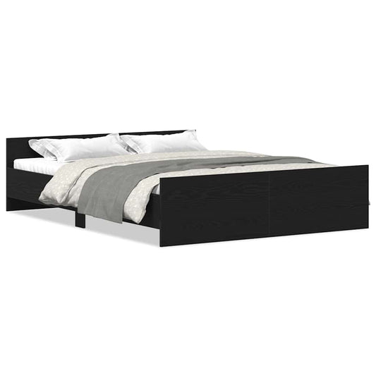 vidaXL Bed Frame without Mattress Black Oak 150x200 cm Engineered Wood