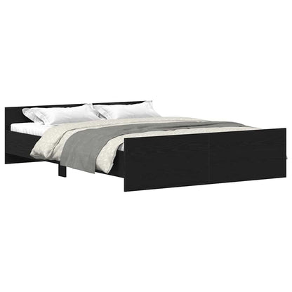 vidaXL Bed Frame without Mattress Black Oak 150x200 cm Engineered Wood