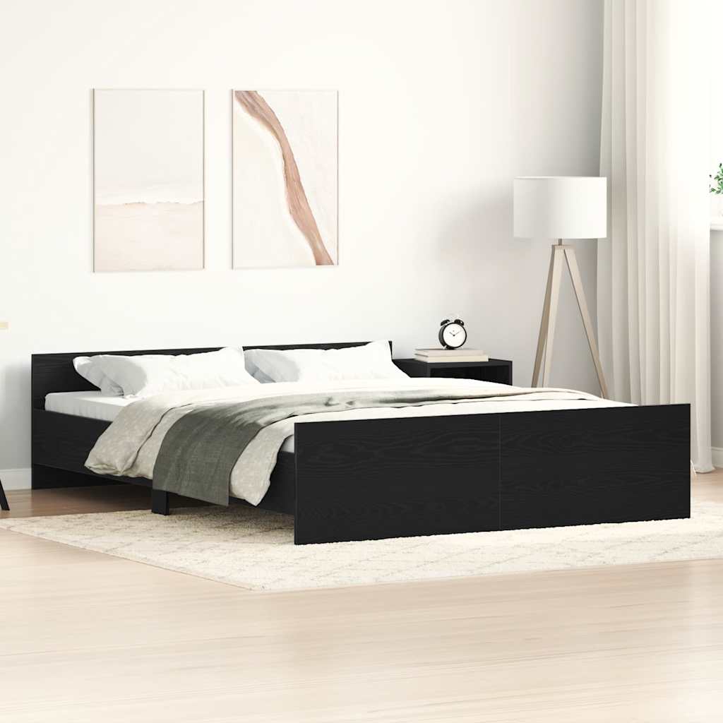 vidaXL Bed Frame without Mattress Black Oak 150x200 cm Engineered Wood