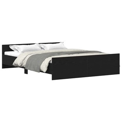 vidaXL Bed Frame without Mattress Black Oak 160x200 cm Engineered Wood