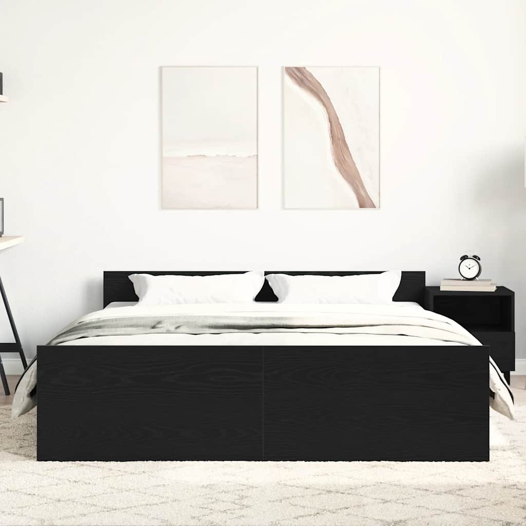 vidaXL Bed Frame without Mattress Black Oak 160x200 cm Engineered Wood