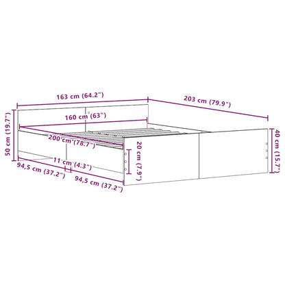 vidaXL Bed Frame without Mattress Black Oak 160x200 cm Engineered Wood