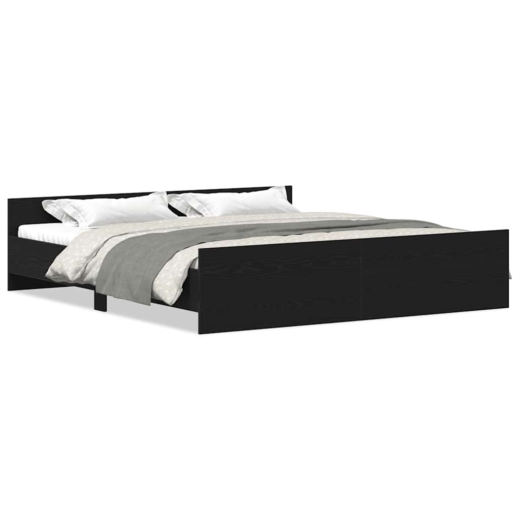 vidaXL Bed Frame without Mattress Black Oak 180x200 cm Engineered Wood