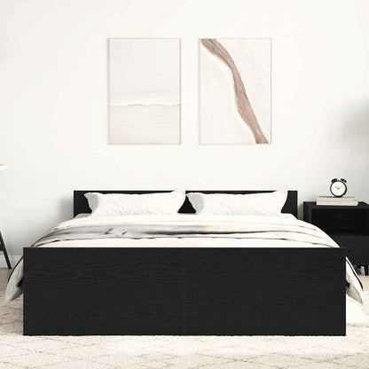 vidaXL Bed Frame without Mattress Black Oak 120x190 cm Engineered Wood