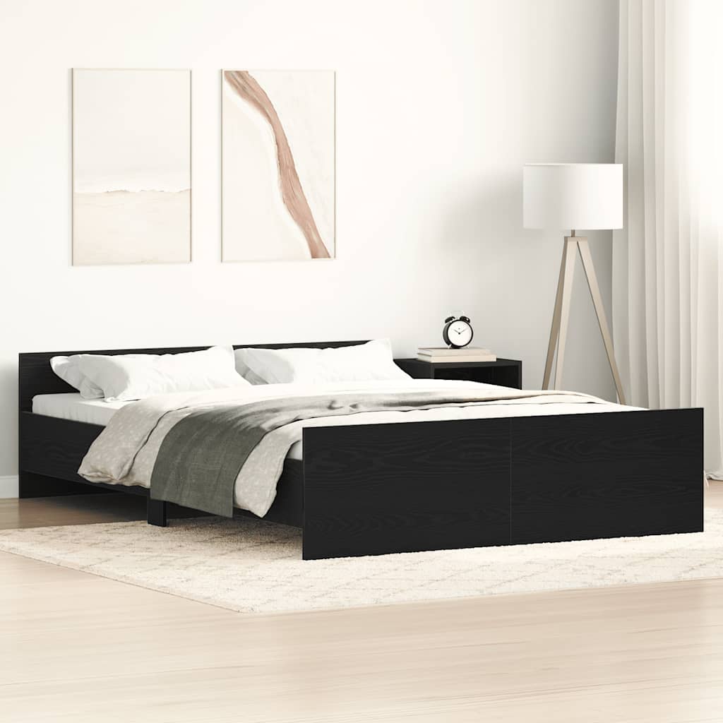 vidaXL Bed Frame without Mattress Black Oak 120x190 cm Engineered Wood