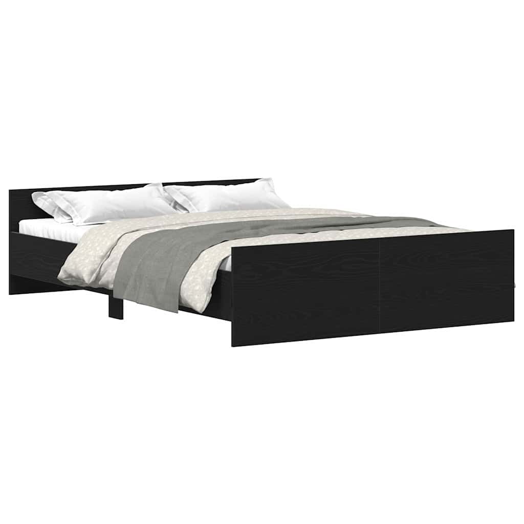 vidaXL Bed Frame without Mattress Black Oak 140x190 cm Engineered Wood