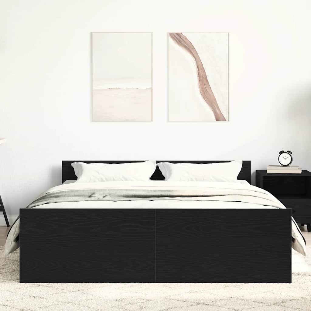 vidaXL Bed Frame without Mattress Black Oak 140x190 cm Engineered Wood