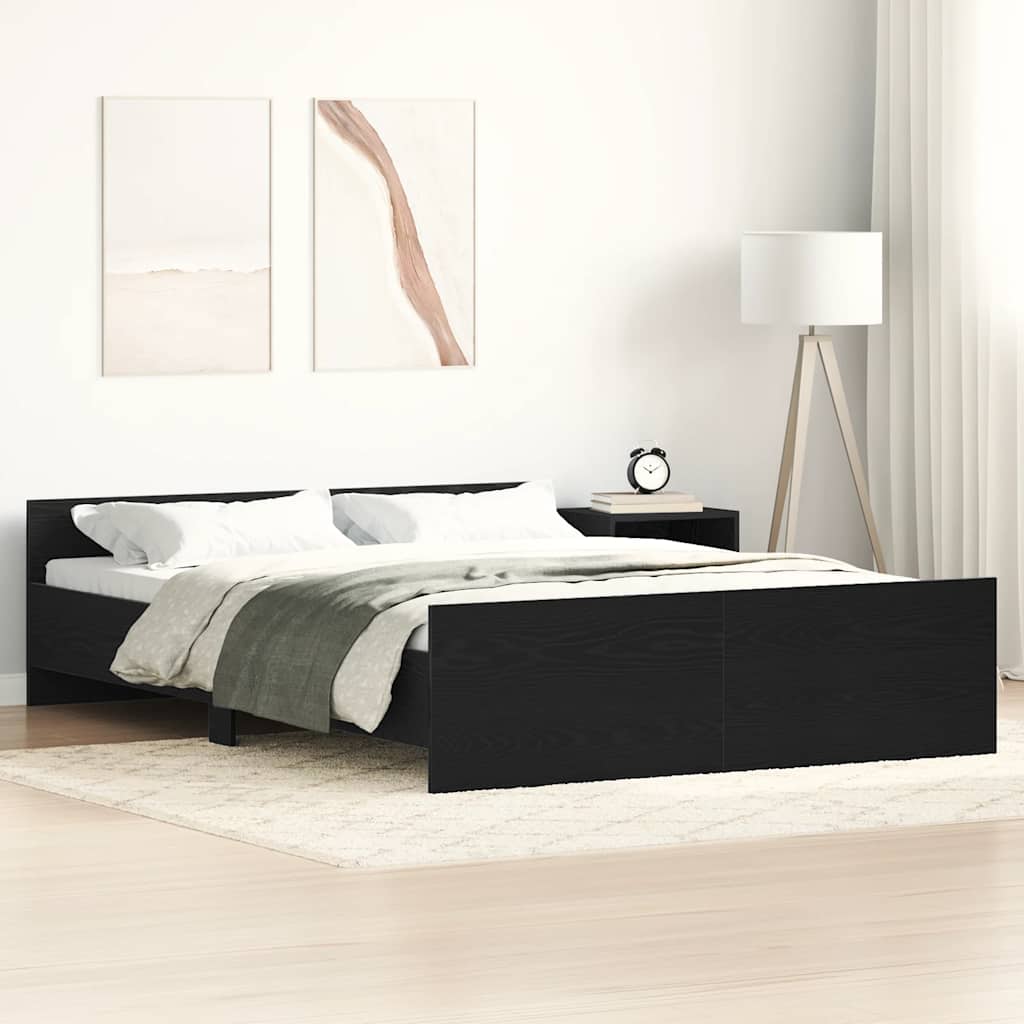 vidaXL Bed Frame without Mattress Black Oak 140x190 cm Engineered Wood
