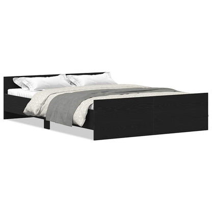 vidaXL Bed Frame without Mattress Black Oak 135x190 cm Engineered Wood