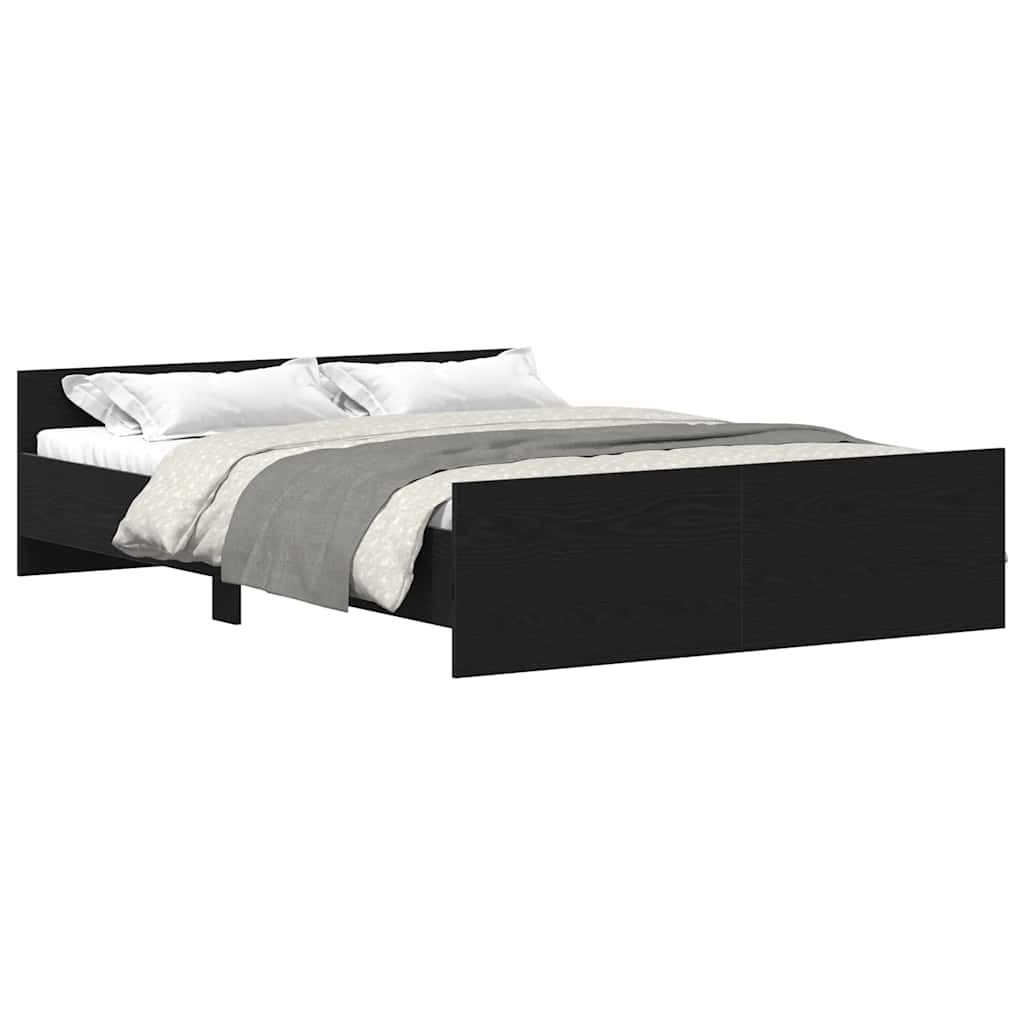 vidaXL Bed Frame without Mattress Black Oak 135x190 cm Engineered Wood