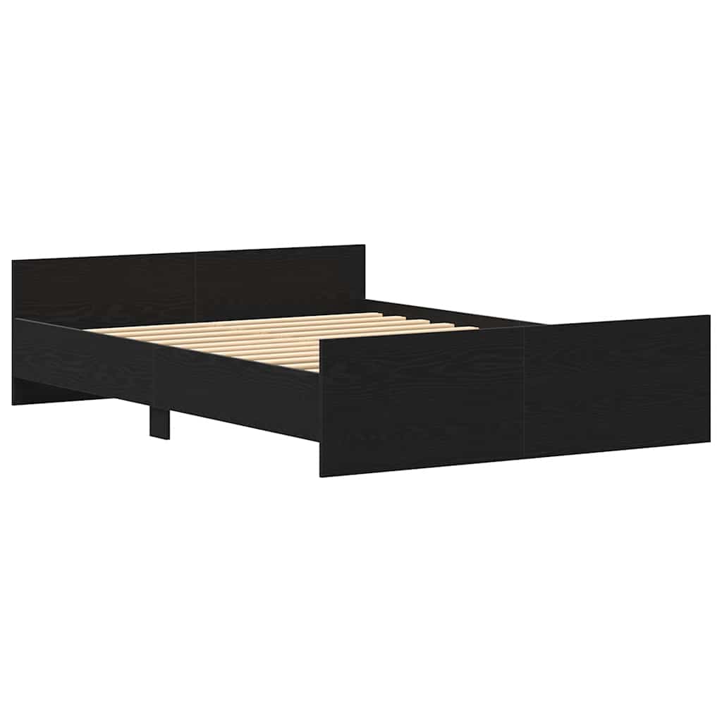 vidaXL Bed Frame without Mattress Black Oak 135x190 cm Engineered Wood