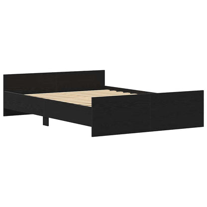 vidaXL Bed Frame without Mattress Black Oak 135x190 cm Engineered Wood