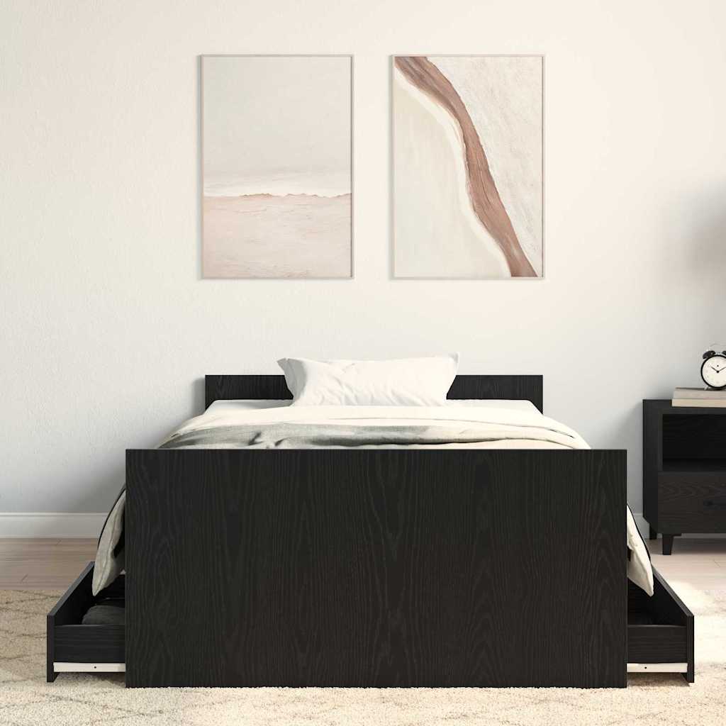 vidaXL Bed Frame Black Oak 203 x 103 x 50 cm Engineered Wood