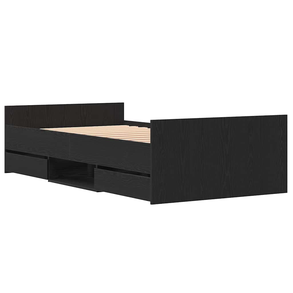 vidaXL Bed Frame Black Oak 203 x 103 x 50 cm Engineered Wood