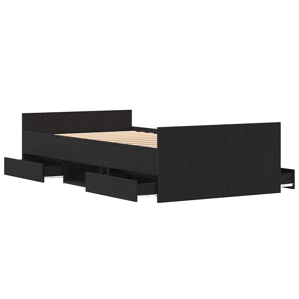 vidaXL Bed Frame Black Oak 203 x 103 x 50 cm Engineered Wood