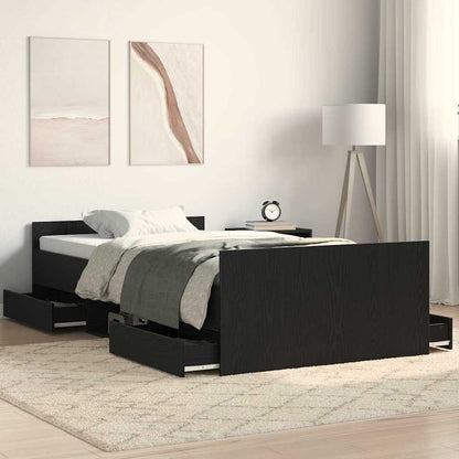 vidaXL Bed Frame Black Oak 203 x 93 x 50 cm Engineered Wood