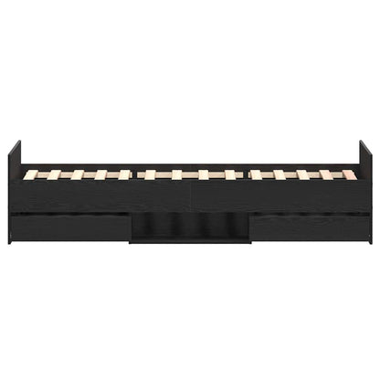 vidaXL Bed Frame Black Oak 203 x 93 x 50 cm Engineered Wood