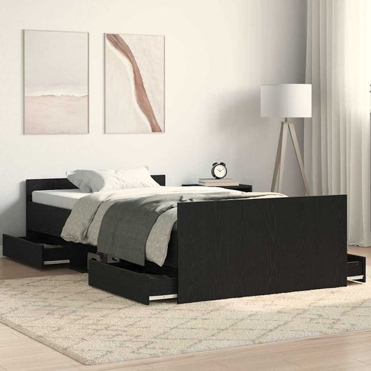 vidaXL Bed Frame Black Oak 193 x 93 x 50 cm Engineered Wood