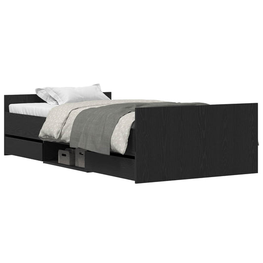 vidaXL Bed Frame Black Oak 193 x 93 x 50 cm Engineered Wood