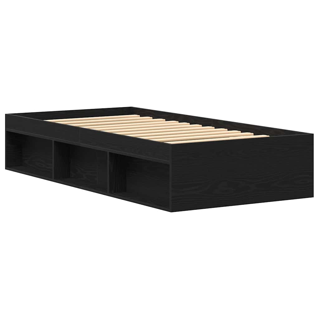 vidaXL Bed Frame without Mattress Black Oak 100x200 cm Engineered Wood