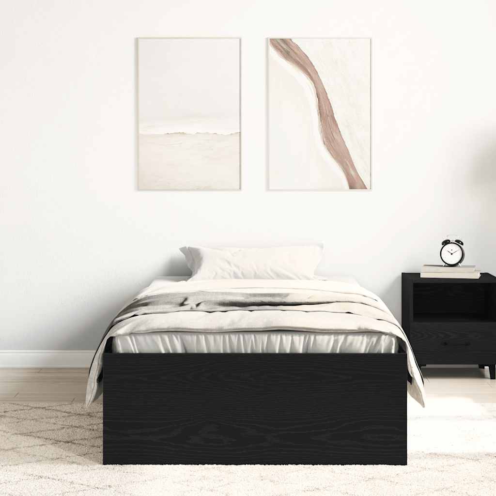 vidaXL Bed Frame without Mattress Black Oak 90x190 cm Engineered Wood
