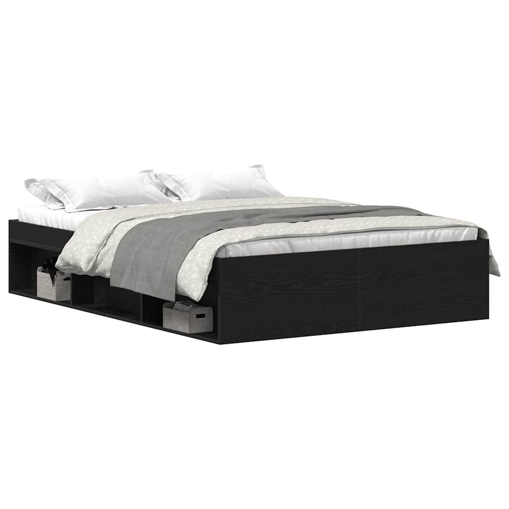 vidaXL Bed Frame without Mattress Black Oak 120x200 cm Engineered Wood