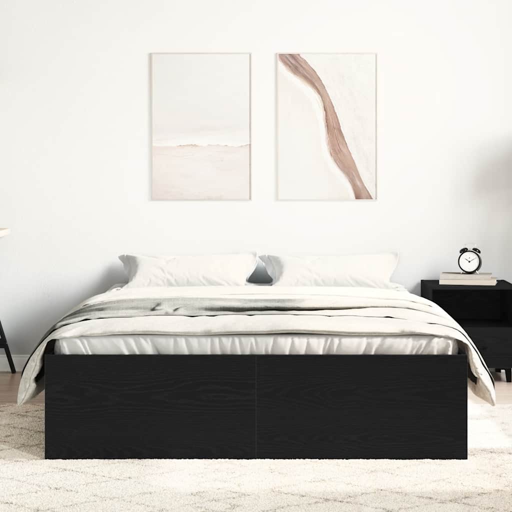 vidaXL Bed Frame without Mattress Black Oak 120x200 cm Engineered Wood