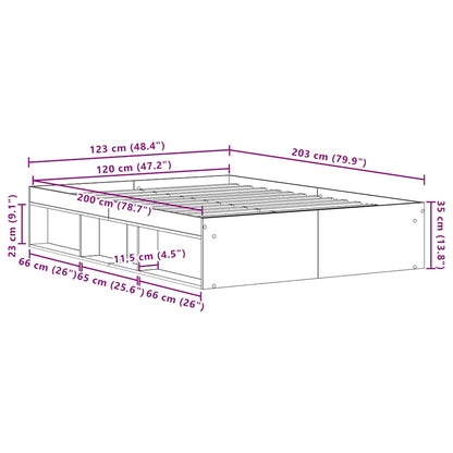 vidaXL Bed Frame without Mattress Black Oak 120x200 cm Engineered Wood