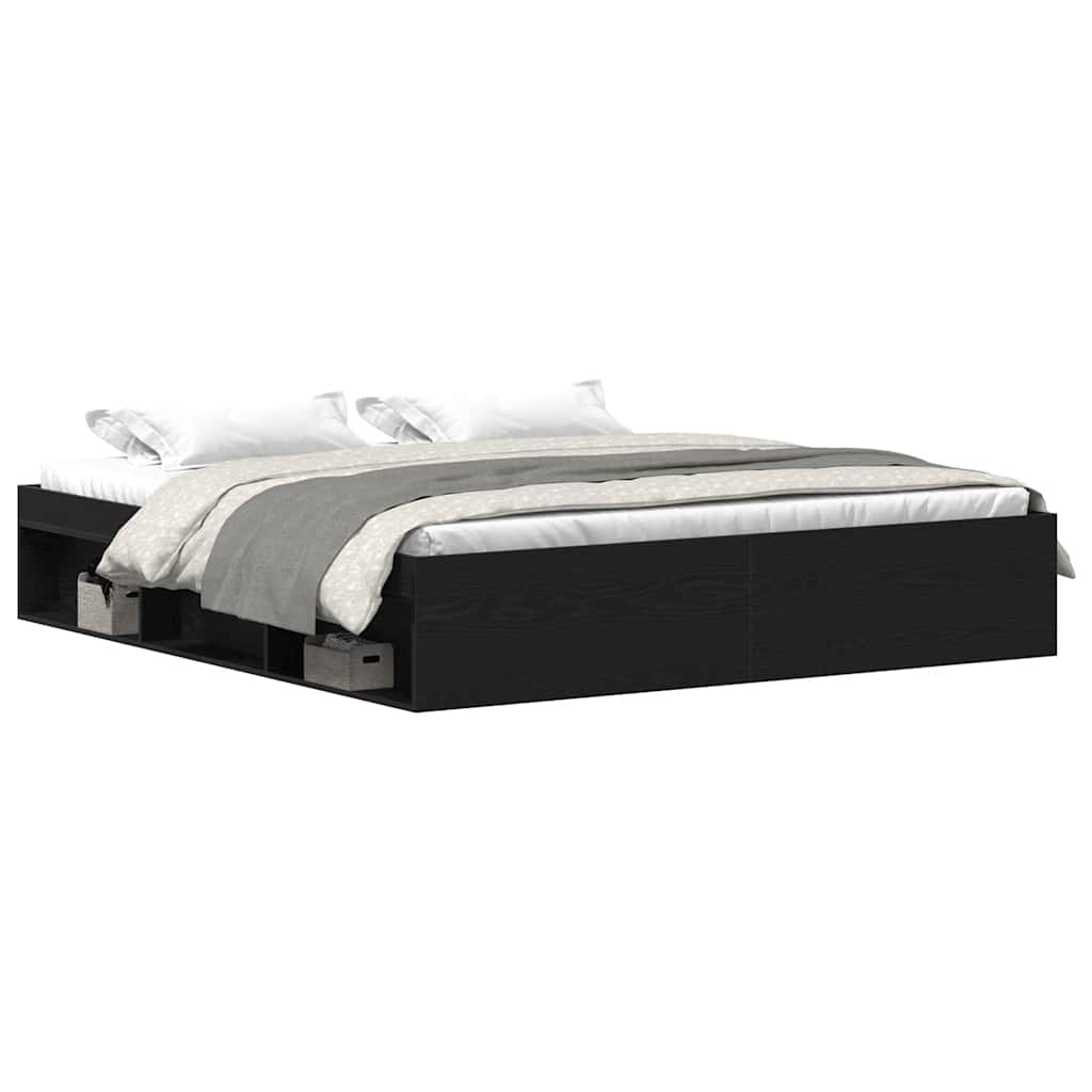 vidaXL Bed Frame without Mattress Black Oak 200x200 cm Engineered Wood