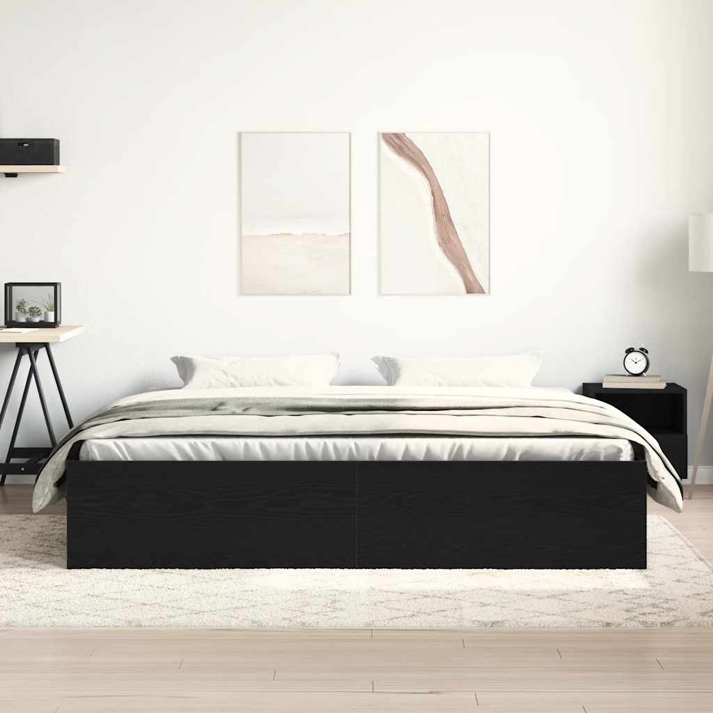 vidaXL Bed Frame without Mattress Black Oak 200x200 cm Engineered Wood