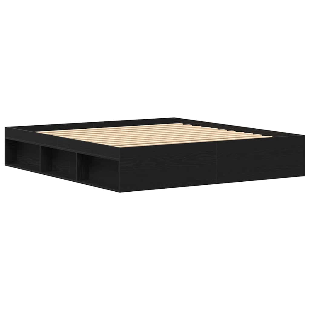 vidaXL Bed Frame without Mattress Black Oak 200x200 cm Engineered Wood