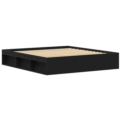 vidaXL Bed Frame without Mattress Black Oak 200x200 cm Engineered Wood