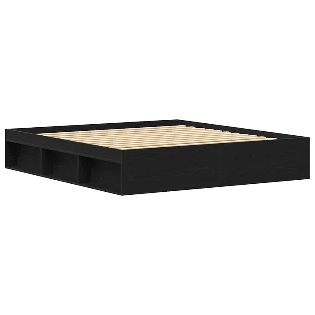 vidaXL Bed Frame without Mattress Black Oak 200x200 cm Engineered Wood