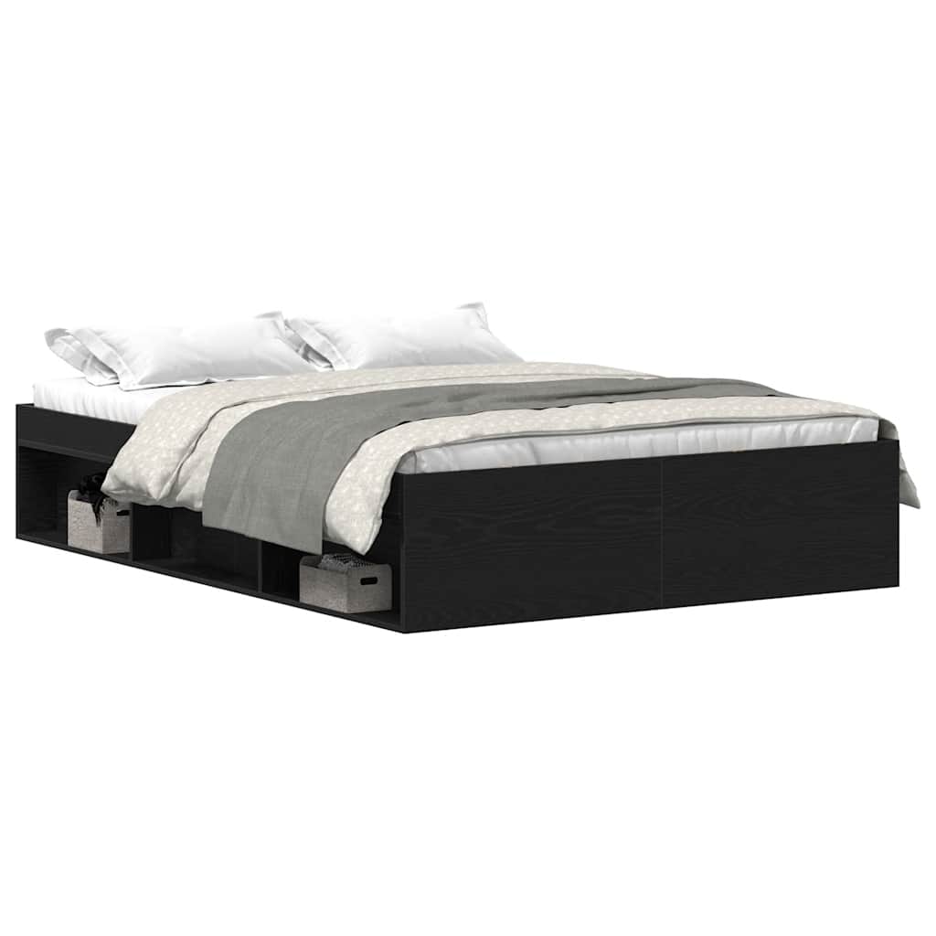 vidaXL Bed Frame without Mattress Black Oak 120x190 cm Engineered Wood
