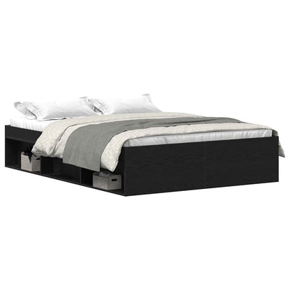 vidaXL Bed Frame without Mattress Black Oak 120x190 cm Engineered Wood