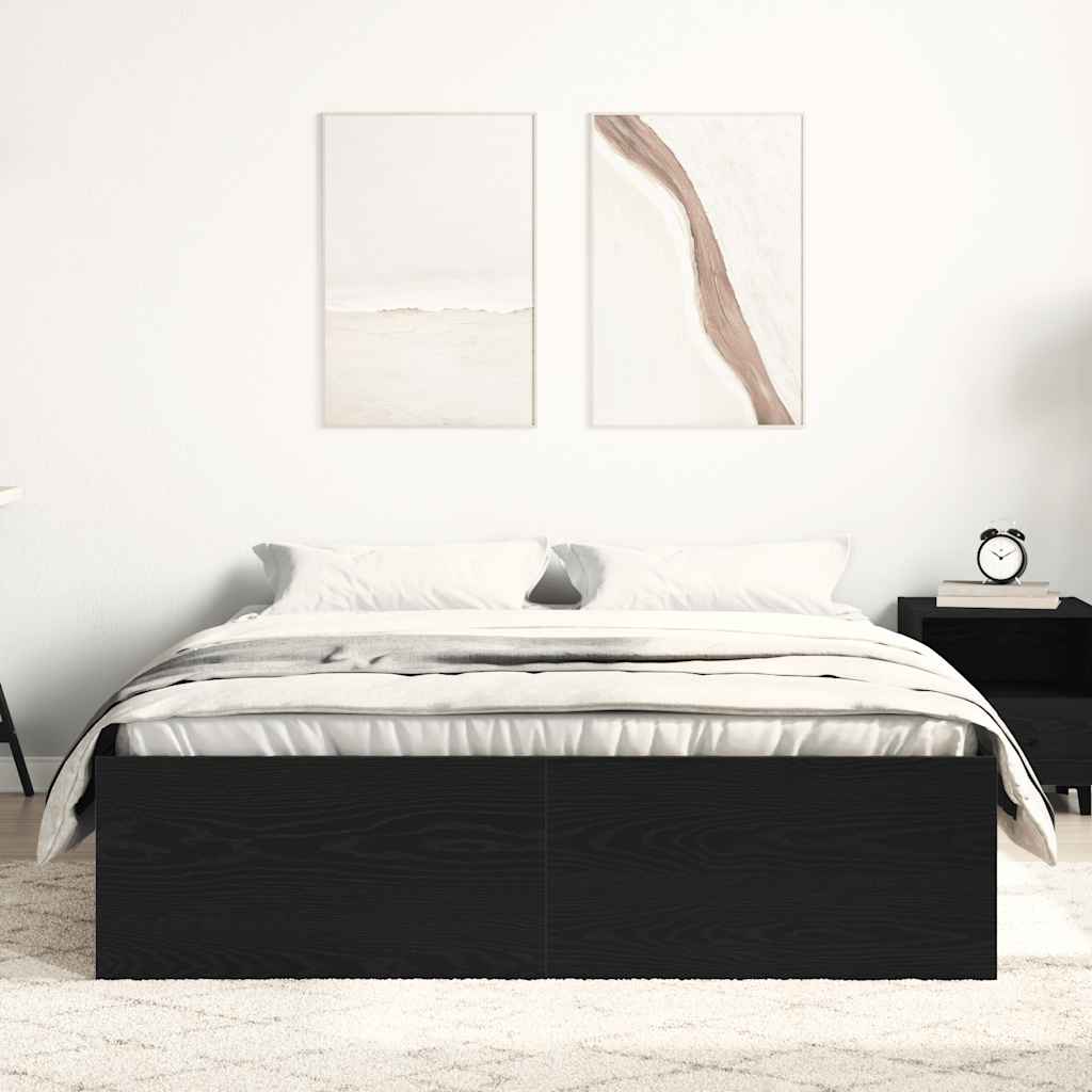 vidaXL Bed Frame without Mattress Black Oak 120x190 cm Engineered Wood